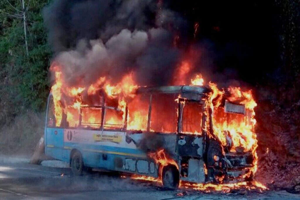 6 Dead, 20 Injured As Bus Catches After Collision With Lorry In Andhra Pradesh