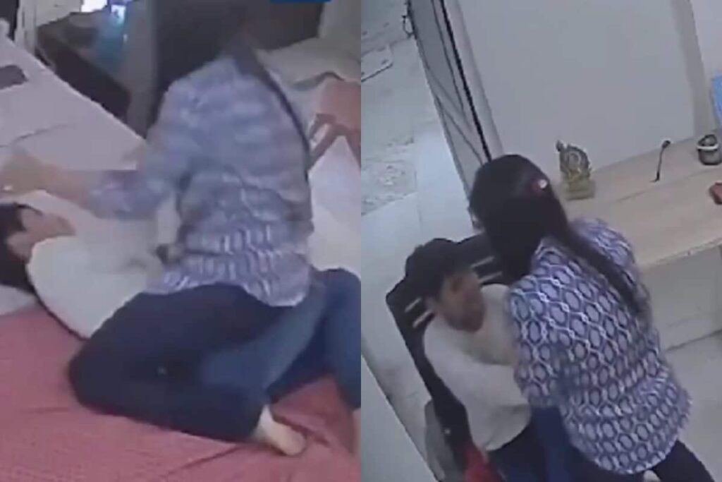 On Cam: Mother Caught Brutally Beating 11-Year-Old Son In Faridabad; Father Files Complaint