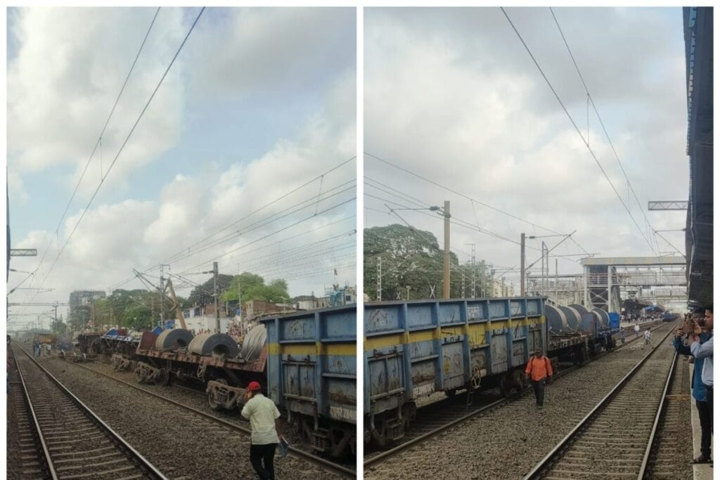 Goods Train Derails At Palghar Railway Station Near Mumbai