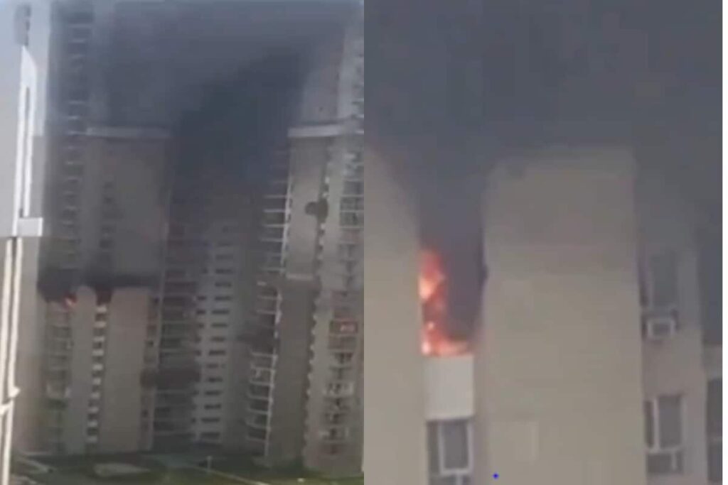AC Blast Triggers Massive Fire In Noida Housing Society, 5 Tenders On Spot | Video