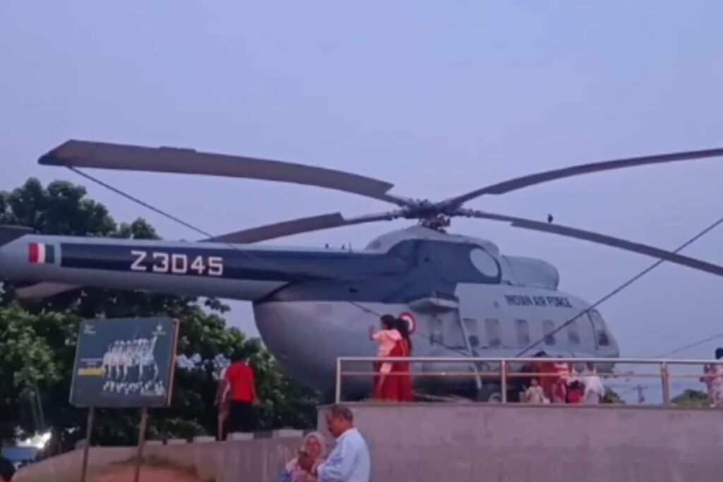 On Kerala’s Shangumugham Beach, Fighter Helicopter On Display For Visitors
