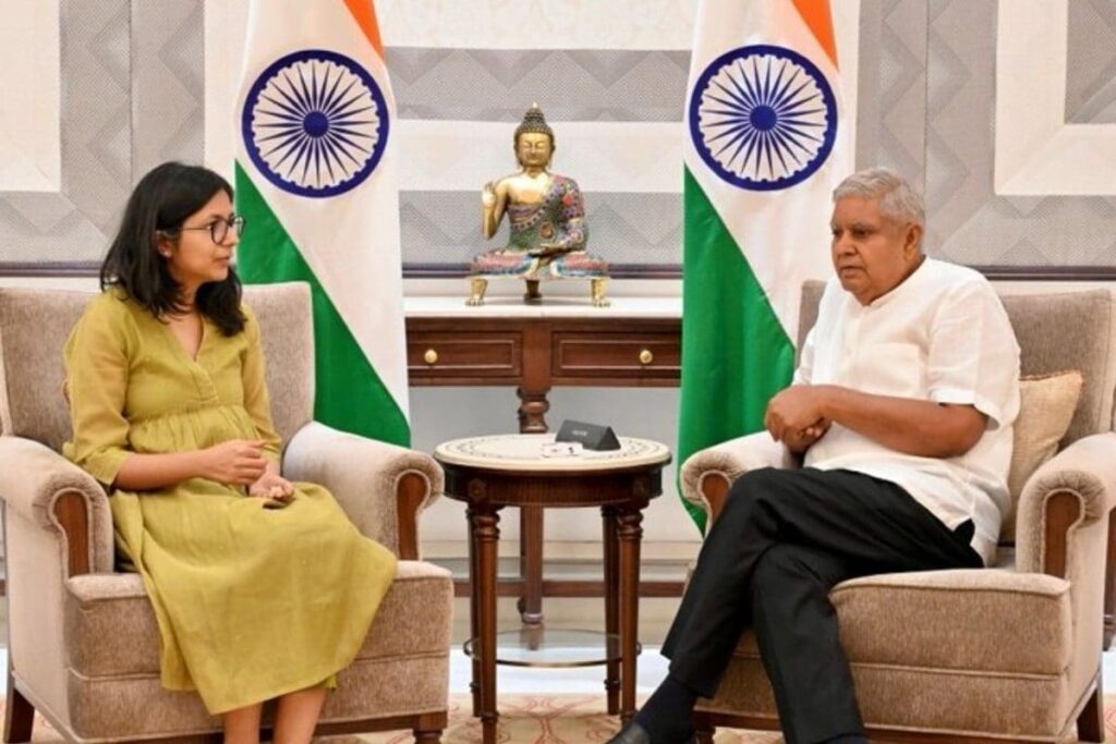 Rajya Sabha MP Swati Maliwal Meets Vice President Jagdeep Dhankhar
