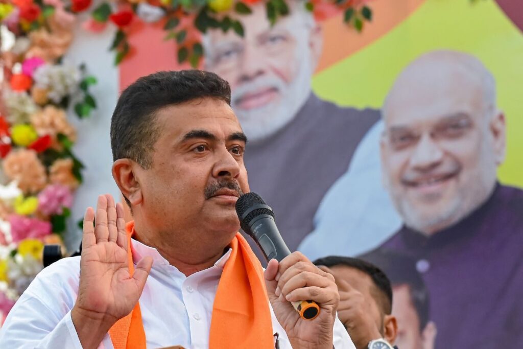 Bengal Oppn Leader Suvendu Adhikari Leads 'Victims' Of Post-poll Violence To Governor's House