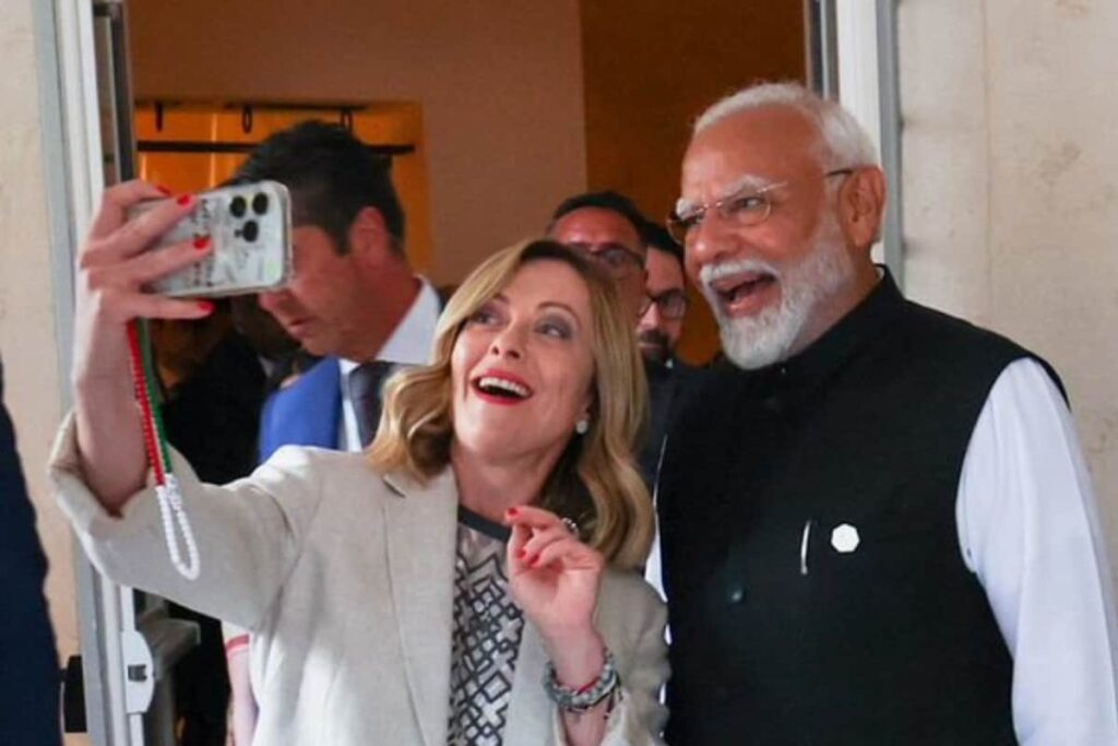 PM Modi, Italy's Meloni Strike A Pose For A Selfie On Sidelines Of G7 Summit