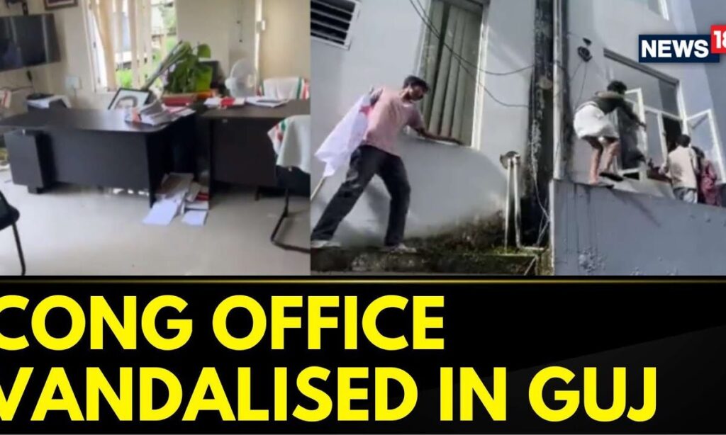 Congress Office Vandalised In Ahmedabad Over Rahul Gandhi's Parliament Speech | Gujarat | News18