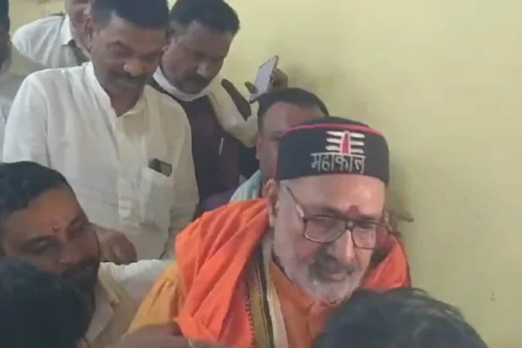 Man Tries To Punch Union Minister Giriraj Singh During Janta Darbaar In Bihar's Begusarai, Held