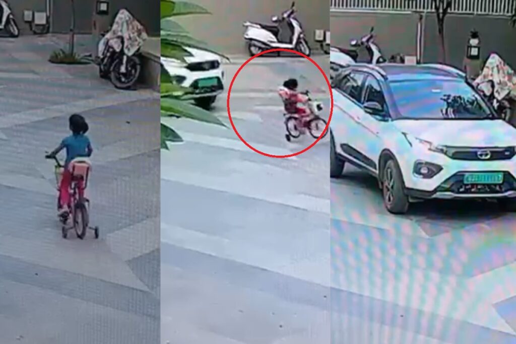 Four-Year-Old Girl In Gujarat Killed In Car Accident Caught on CCTV
