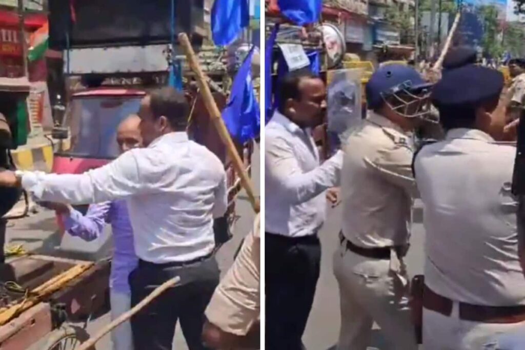 Patna SDM Lathi-charged By Cop During Bharat Bandh In Bihar | Video