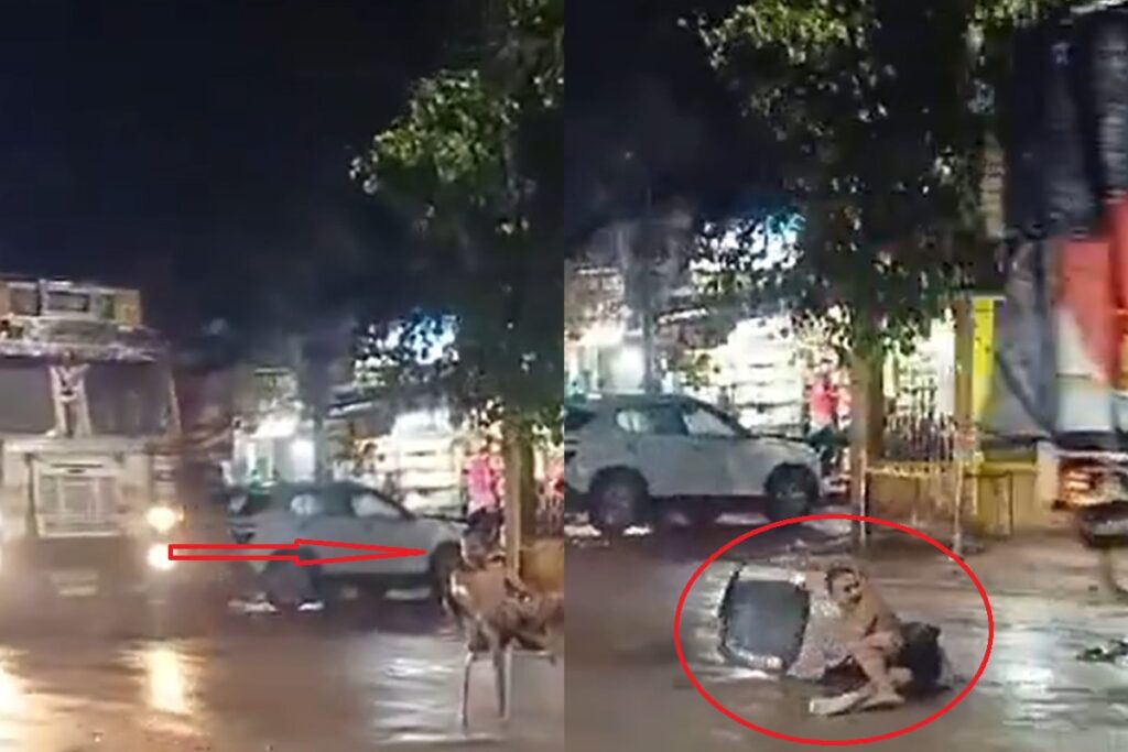 Video: Truck Hits Man Sitting In Middle Of Busy Road In UP; Police Cite Mental Illness