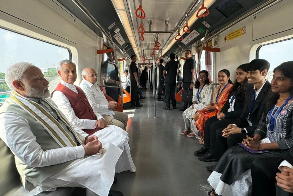 PM Modi Flags Off Ahmedabad-Gandhinagar Metro Phase-II, Takes Rail Ride