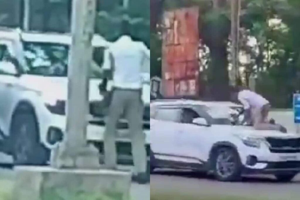 Karnataka: Driver Drags Traffic Cop For 100 Metres On Car's Bonnet In Shivamogga | Watch