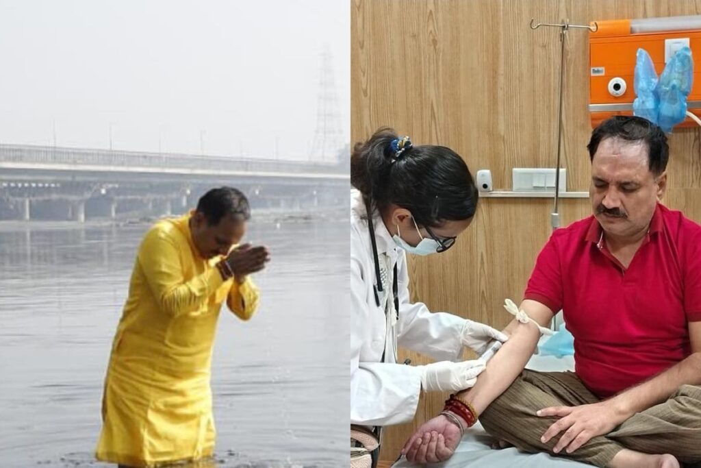 Delhi BJP Chief Hospitalised Days After Taking Dip In Polluted Yamuna; Suffers Skin Rashes, Breathlessness