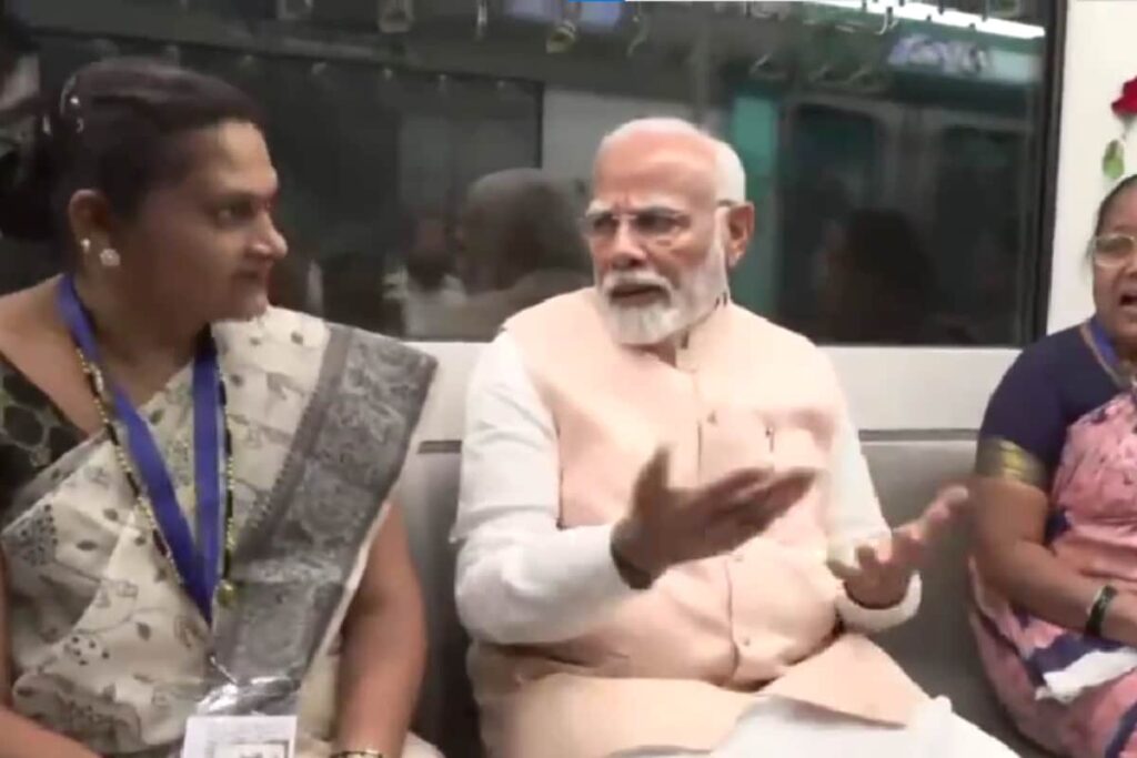 PM Modi Takes Ride In Mumbai Metro Line 3; Interacts With Students, Ladki Bahin Beneficiaries, Labourers