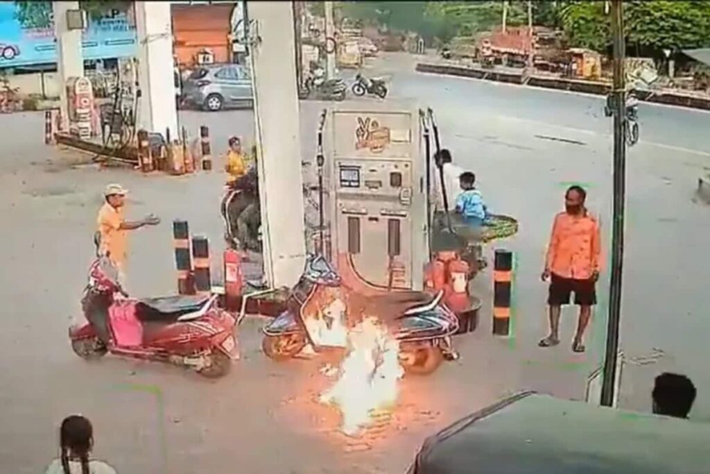 ‘If You Have Guts…': Drunk Man Ignites Fire At Hyderabad Petrol Pump After Dare | Video