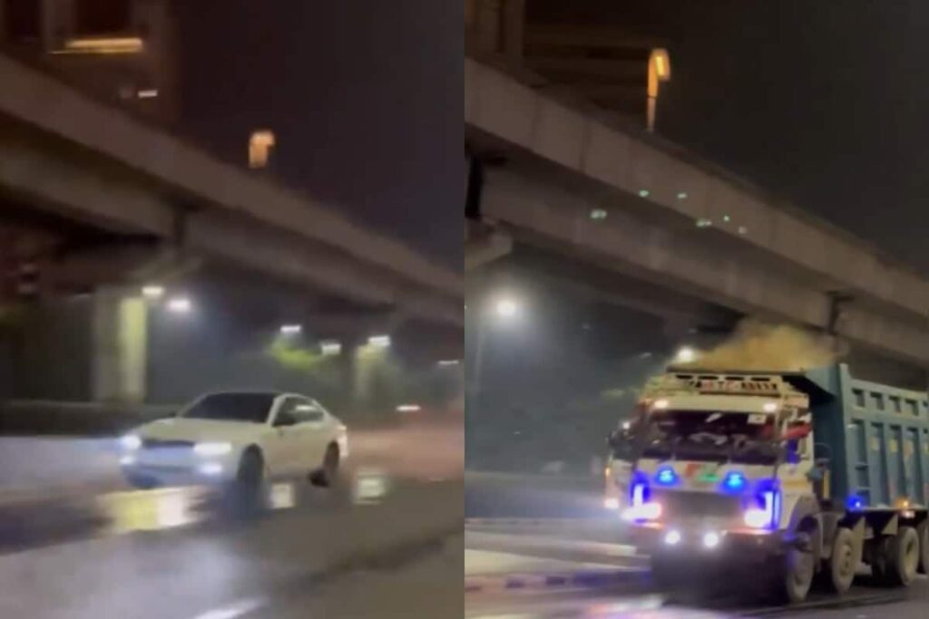 BMW, Trucks 'Fly' After Hitting Unmarked Speed Breaker On Gurugram Road | Video