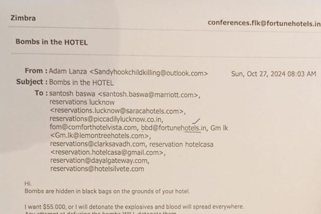10 Lucknow Hotels Receive Bomb Threats Via Email, Rs 46 Lakh Ransom Demanded