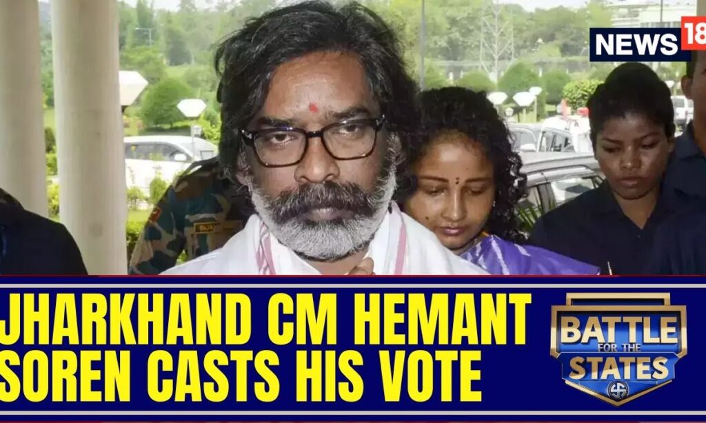 Jharkhand CM Hemant Soren And His Wife Kalpana Soren Cast Their Votes At A Ranchi Polling Station
