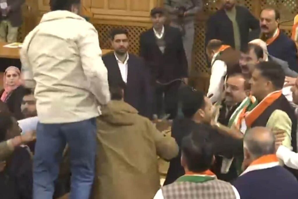 J&K Assembly Turns Chaotic As Legislators Exchange Blows Over PDP MLA's Article 370 Banner | Video