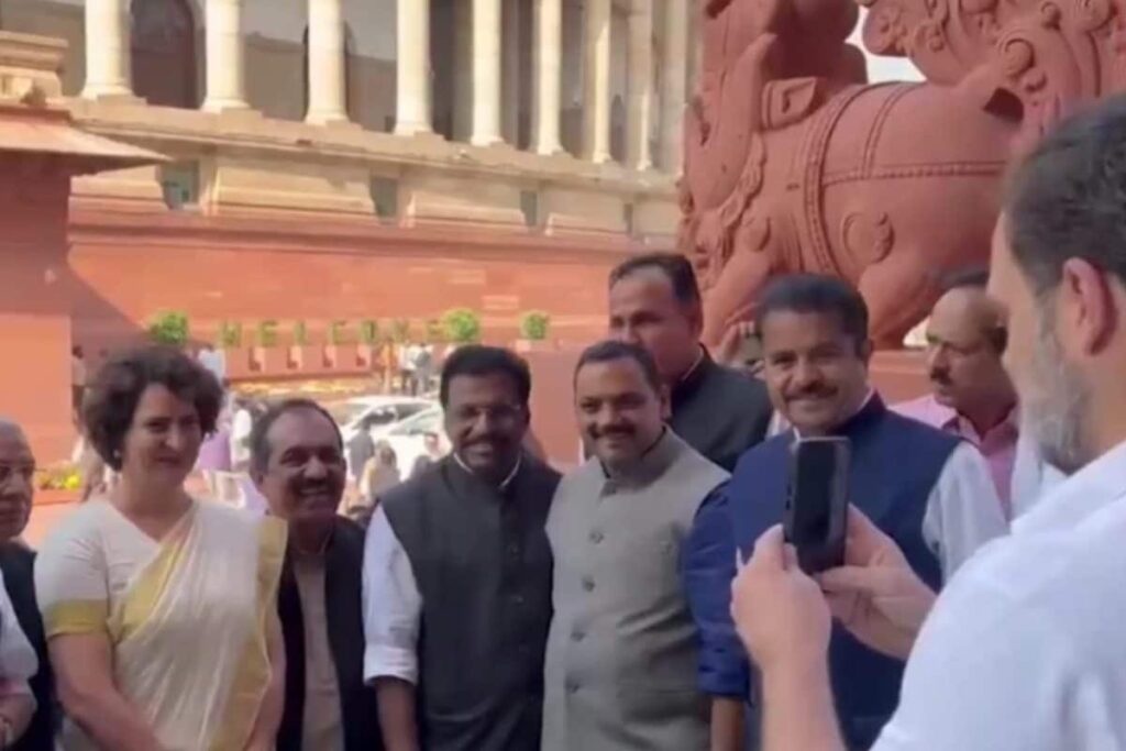 Videos: Priyanka Gandhi All Smiles As Brother Rahul Clicks Her Photos After Lok Sabha Oath