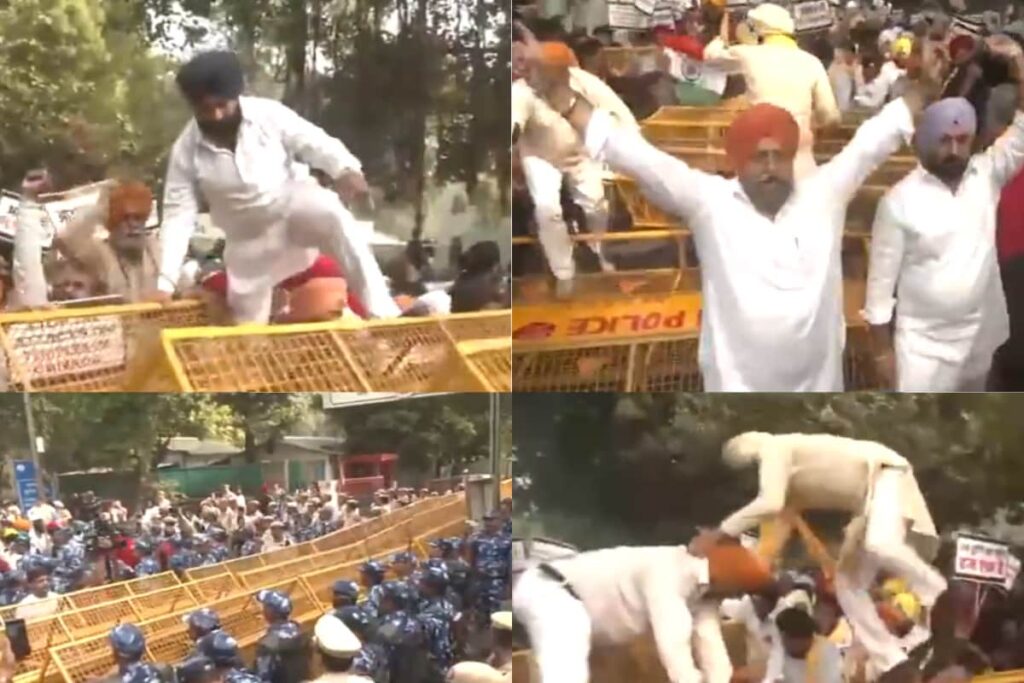 Protests Outside Canadian Mission In Delhi, Barricades Toppled Over Brampton Temple Attack | Video