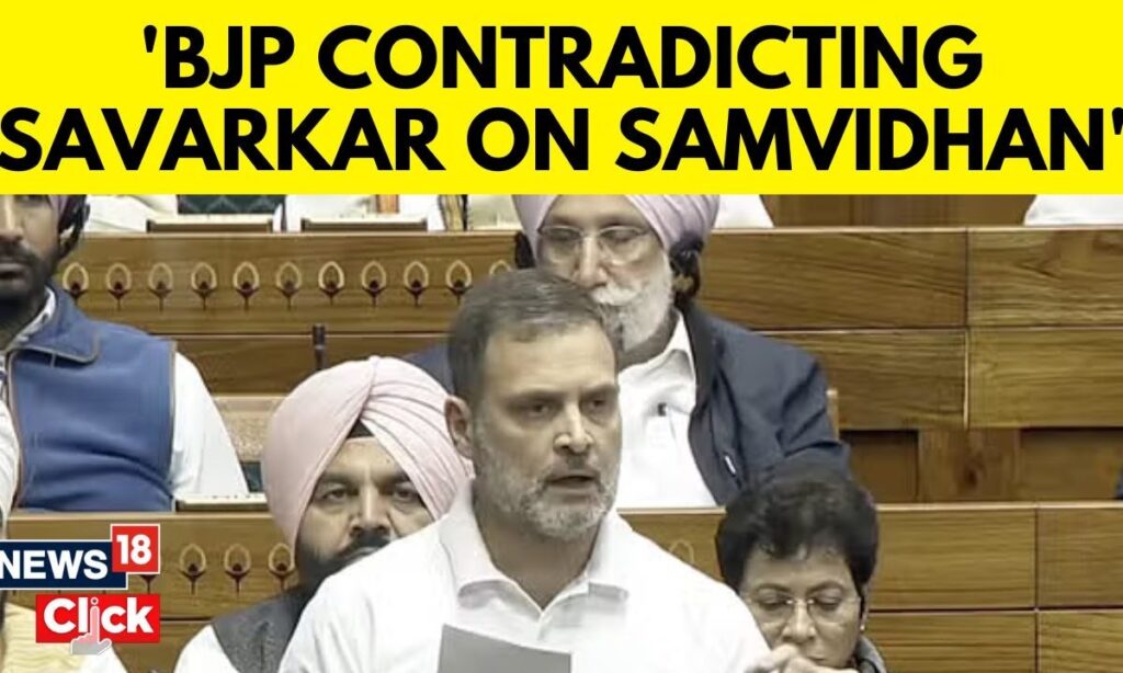 Savarkar, Manusmriti, Adani: Rahul Gandhi Takes Aim At BJP In His Speech During Constitution Debate