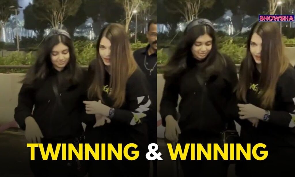 Aishwarya Rai Bachchan & Aaradhya Bachchan Twin In Black Fits As They Jet Off In Style | WATCH