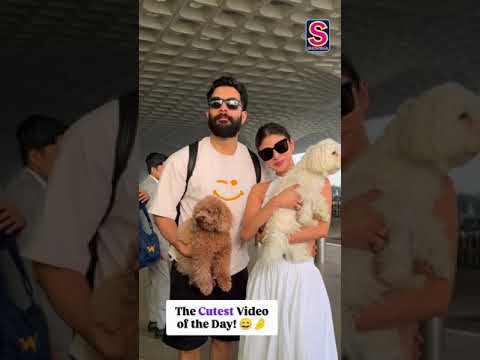 Actress Mouni Roy And Her Husband Suraj Nambiar Arrive At Mumbai Airport With Their Cute Munchkins