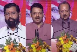Mahayuti Troika Sworn In: Fadnavis Takes Oath As Maharashtra CM With Deputies Shinde, Pawar