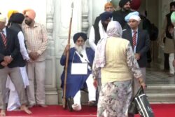 Sukhbir Badal, With Plaque Around Neck, Begins Penance At Golden Temple