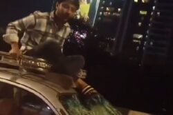 Man Perches Atop Taxi Roof To Stop Fleeing Hit-And-Run Driver On Mumbai Flyover | Watch