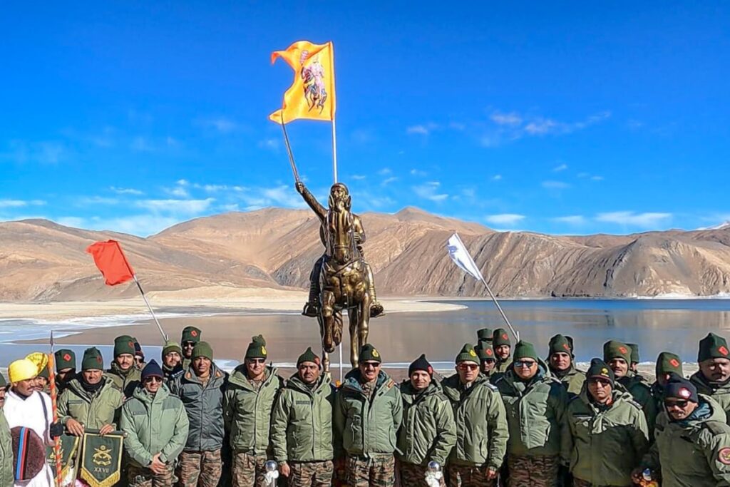 Army Unveils Statue Of Chhatrapati Shivaji At Pangong Tso Lake In Ladakh