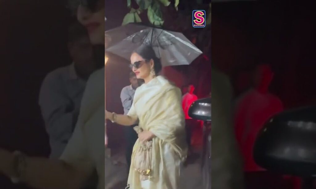 Rekha Wears A Gorgeous Silk Saree, Black Glasses And Her Signature Red Lip For A Casual Dinner N18S