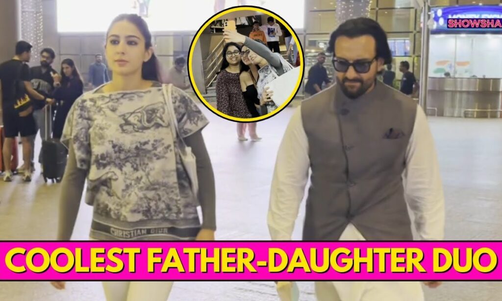 Saif Ali Khan & Sara Ali Khan Click Selfies With Fans As They Exit The Airport Together | WATCH