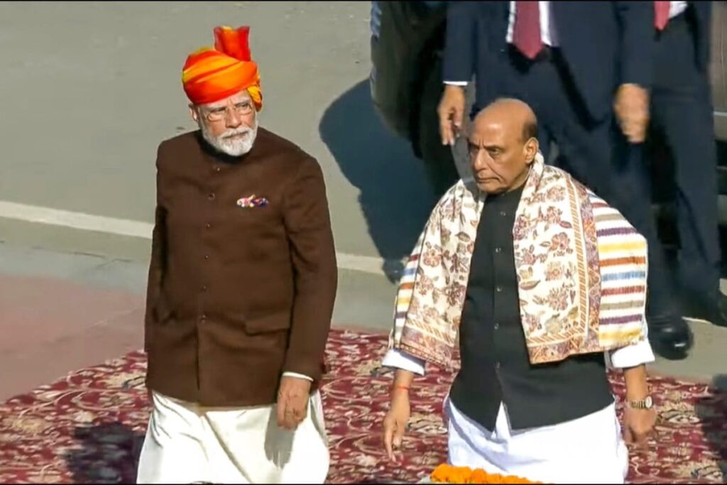 PM Modi Continues 'Desi' Look Tradition On Republic Day, Dons Vibrant Yellow And Red Turban | See Pics