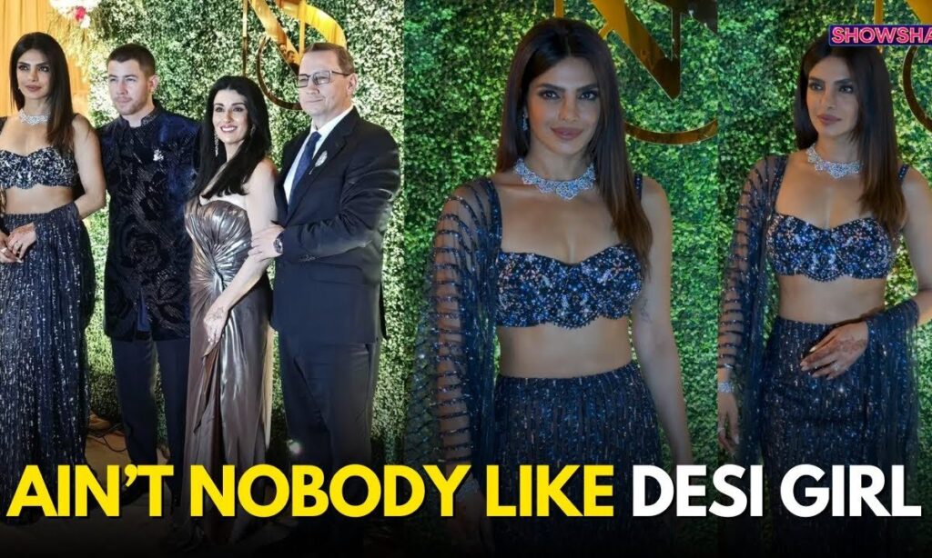 Priyanka Chopra Dons A Blue Lehenga, Nick Jonas Wears A Bandhgala For Siddharth’s Sangeet Ceremony