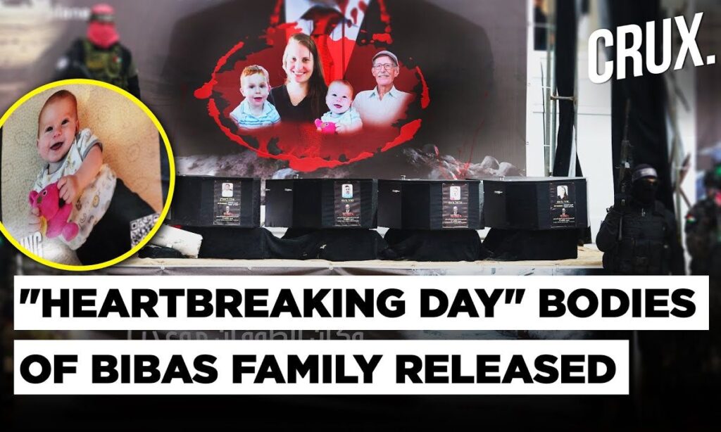 Hamas Displays Coffins On Stage Before Handing Over Bodies Of Bibas Family & Oded Lifshitz To Israel