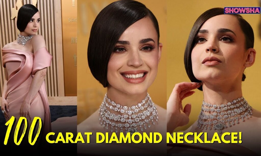 Sofia Carson Wears A 100 Carat Diamond Necklace At 2025 SAG Awards, Exudes Royalty | N18G