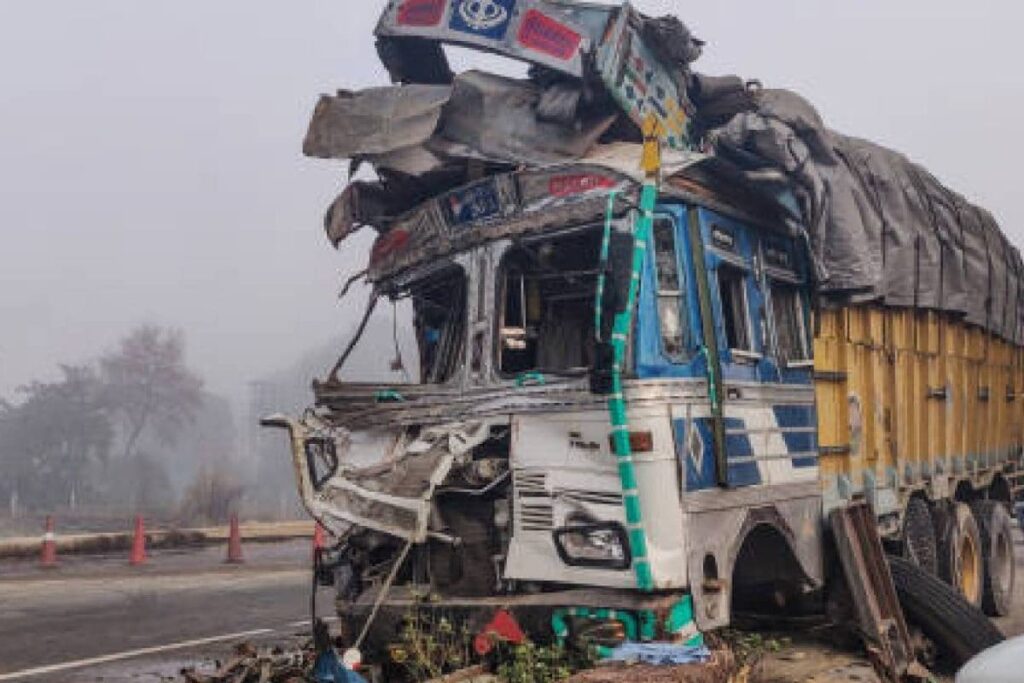 Tragic Crash on Purvanchal Expressway, Three Dead After Truck Smashes Into Container