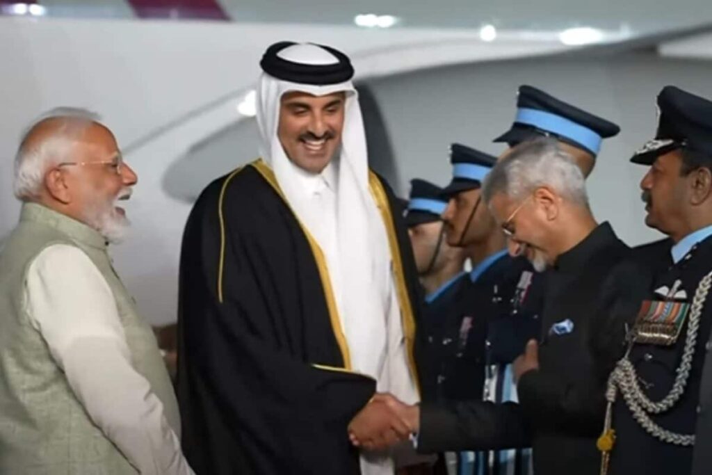 In A Special Gesture, PM Modi Receives Amir Of Qatar Sheikh Tamim Bin Hamad Al-Thani At Delhi Airport