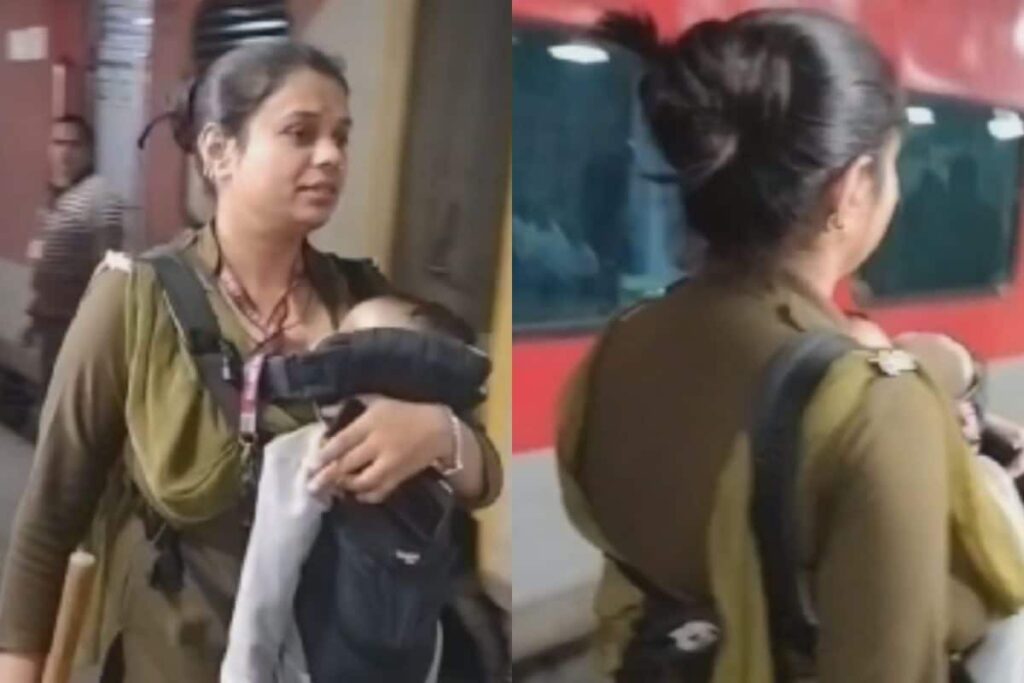 Watch: Day After NDLS Stampede, RPF Lady Constable Manages Crowd With 1-Year-Old Child In Tow