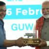 Assam CM Himanta Biswa Sarma Gifts One-Horned Rhino Made Of Semiconductor Chips To PM Modi