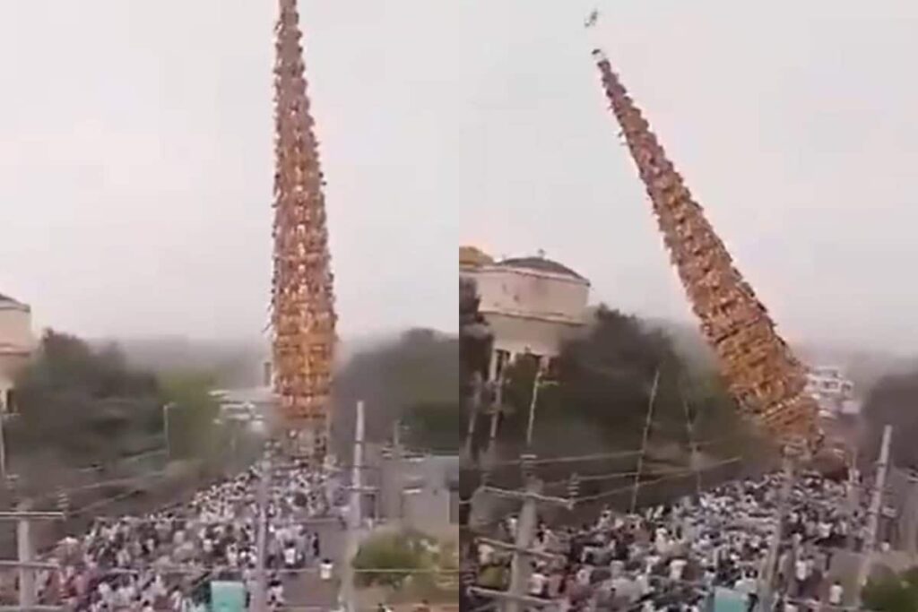 Devotional Spectacle Turns Tragic As Two Towering Chariots Crash In Bengaluru, One Killed | Video