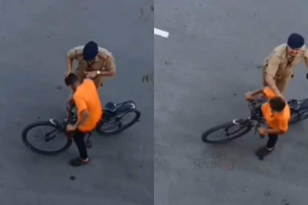 Gujarat Cop Slaps Boy, Pulls Hair For Riding Cycle Into PM's Convoy Rehearsal In Surat | Video