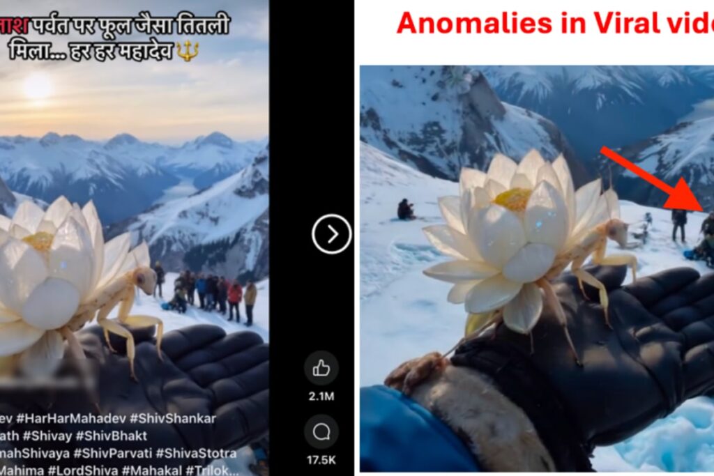 AI-Generated Video Shared As The Discovery Of A Flower-Shaped Butterfly On Mount Kailash