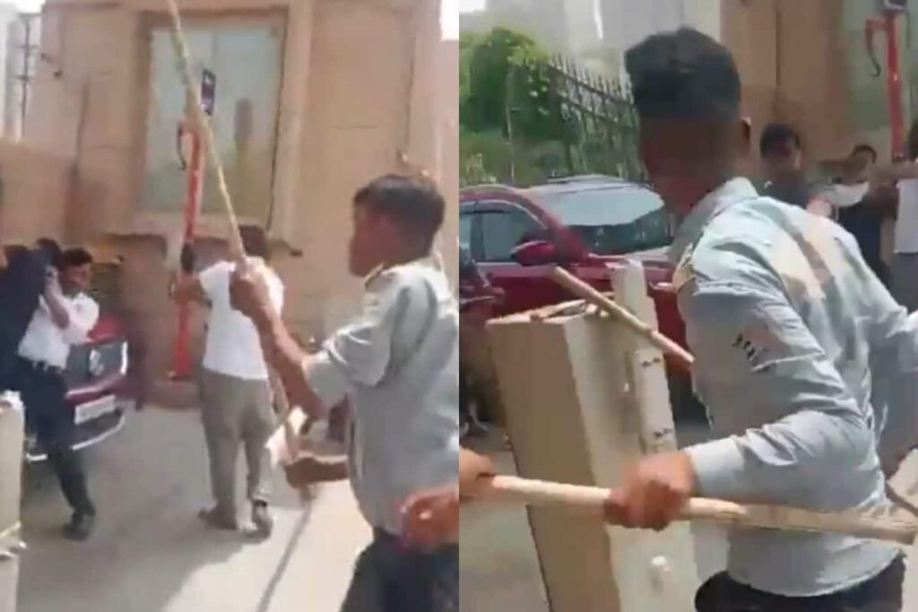 Greater Noida Society Turns War Zone As Residents, Security Guards Clash Over Vehicle Entry | Video