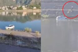 Car Plunges Into Mandi Lake As Stunt By Drunk Men Goes Awry | Watch