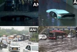 Delhi Rain Chaos: Cars Submerged In Waterlogged Underpasses, Traffic Crawls After Downpour