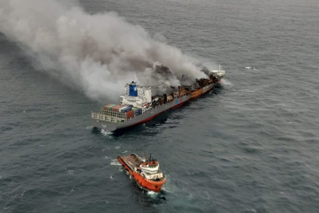 ICG, Navy Achieve Milestone In MV Wan Hai 503 Ops, Tow Burning Vessel Away From Indian Coast