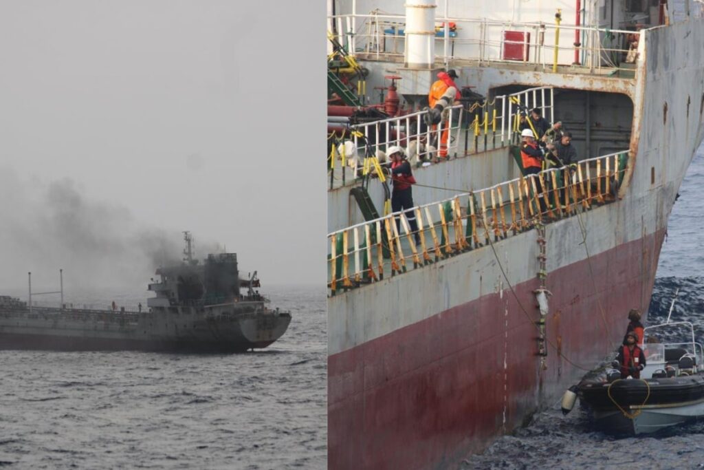 Oil Vessel With 14 Indian Crew Catches Fire In Gulf Of Oman, INS Tabar Leads Rescue Ops