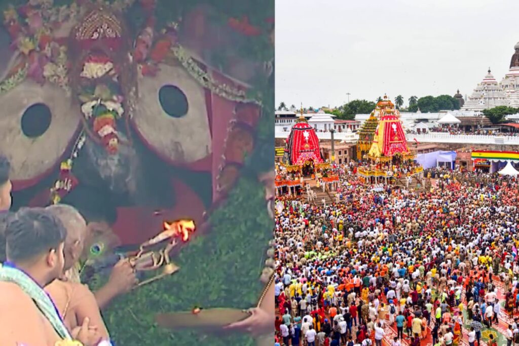 Rath Yatra 2025: Aarti Of Lord Jagannath Performed As Chariot Pulling Resumes On Day 2 | Watch